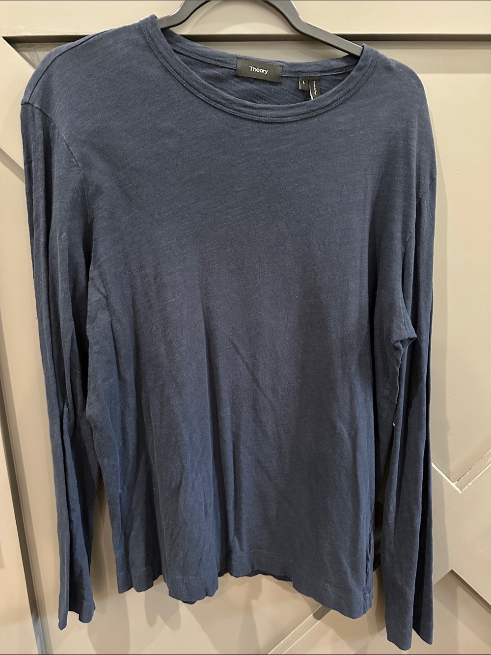Theory Men's Long Sleeve Crewneck Tee - Navy